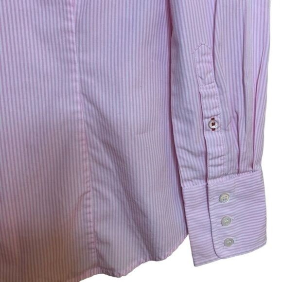 J. Crew Blouse Kathryn Slim-Fit Pinstripe Button Down Shirt Pink White XSmall - Picture 7 of 9